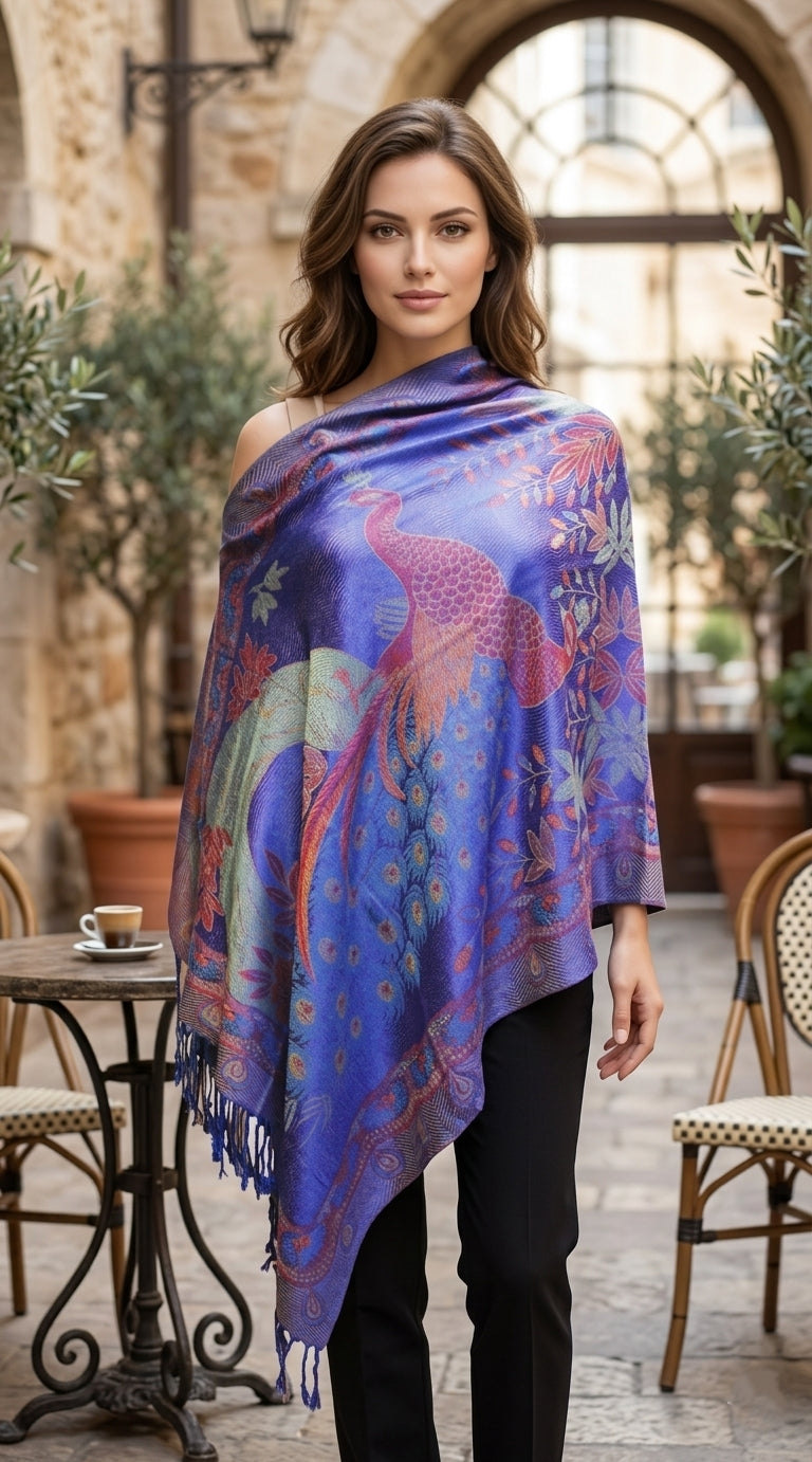 Elegant Peacock Pashmina Shawl-BH1905