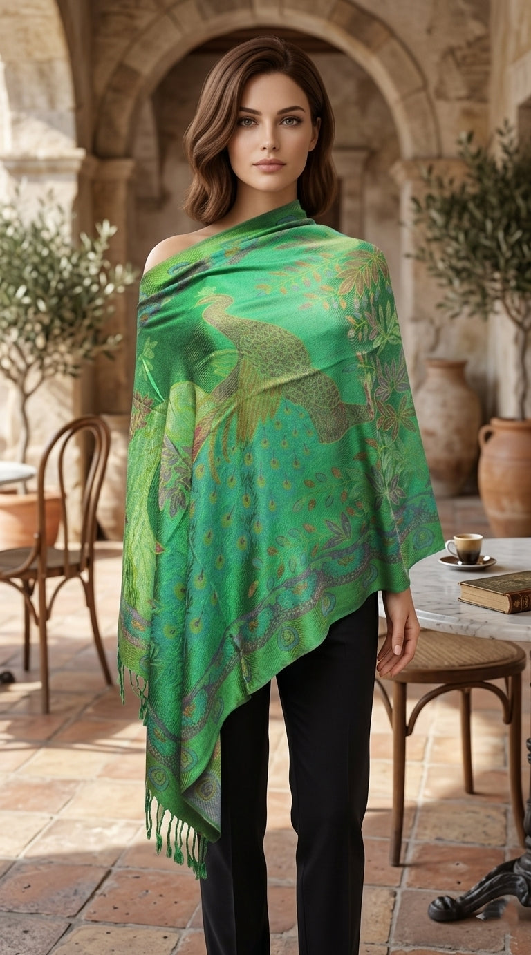 Elegant Peacock Pashmina Shawl-BH1905