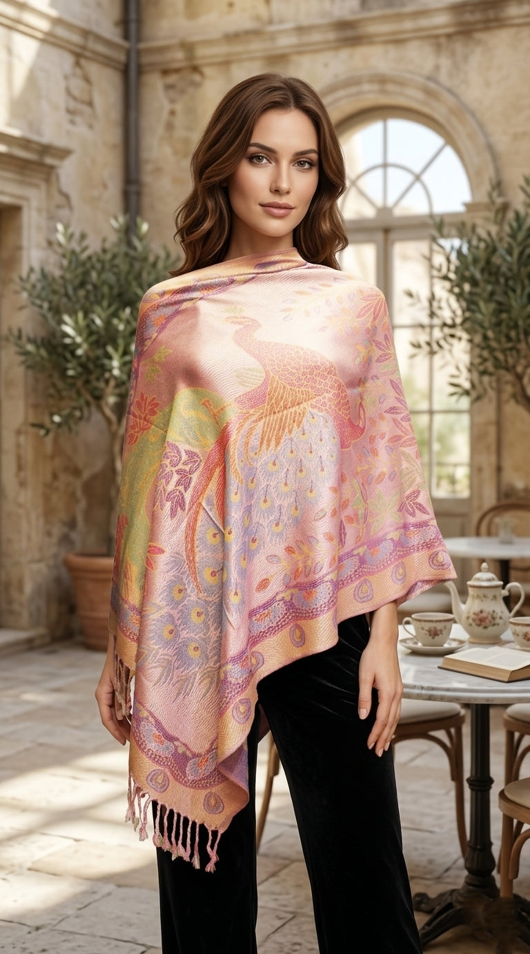 Elegant Peacock Pashmina Shawl-BH1905