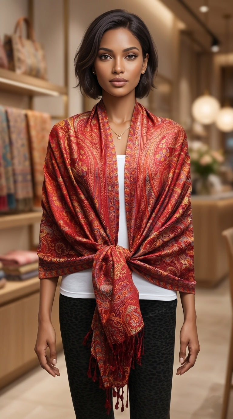 Elegant Paisley Pashmina Shawl-BH1906