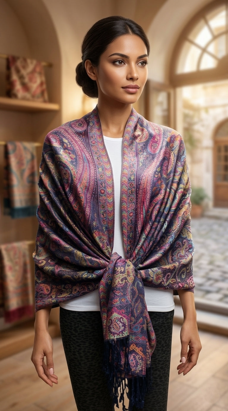 Elegant Paisley Pashmina Shawl-BH1906