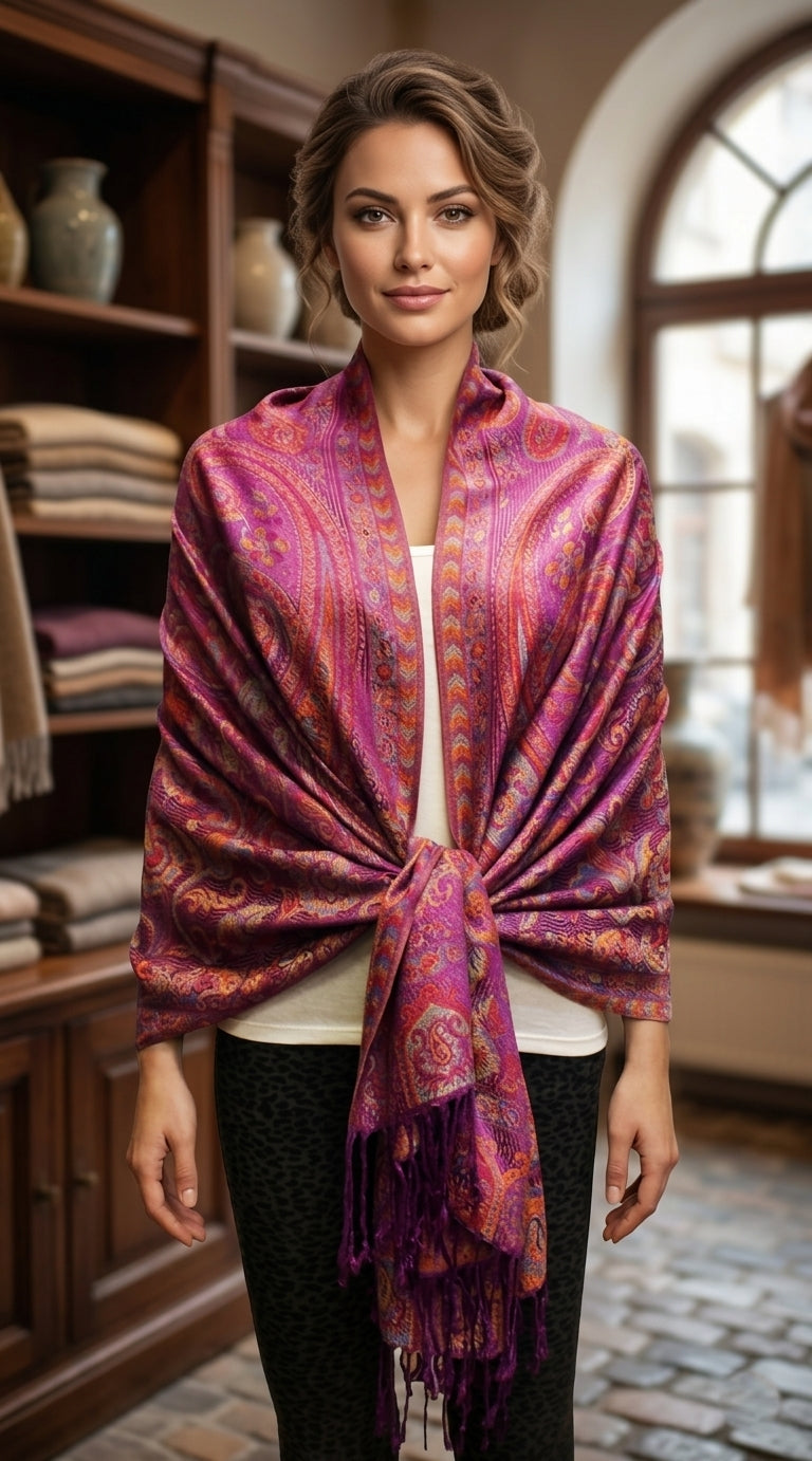 Elegant Paisley Pashmina Shawl-BH1906
