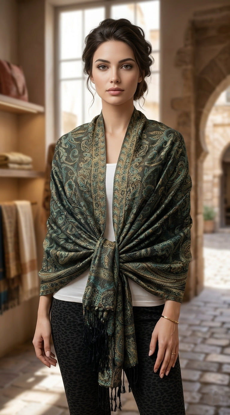 Elegant Paisley Pashmina Shawl-BH1906