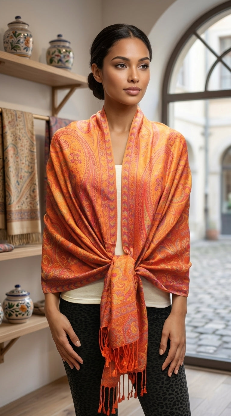 Elegant Paisley Pashmina Shawl-BH1906