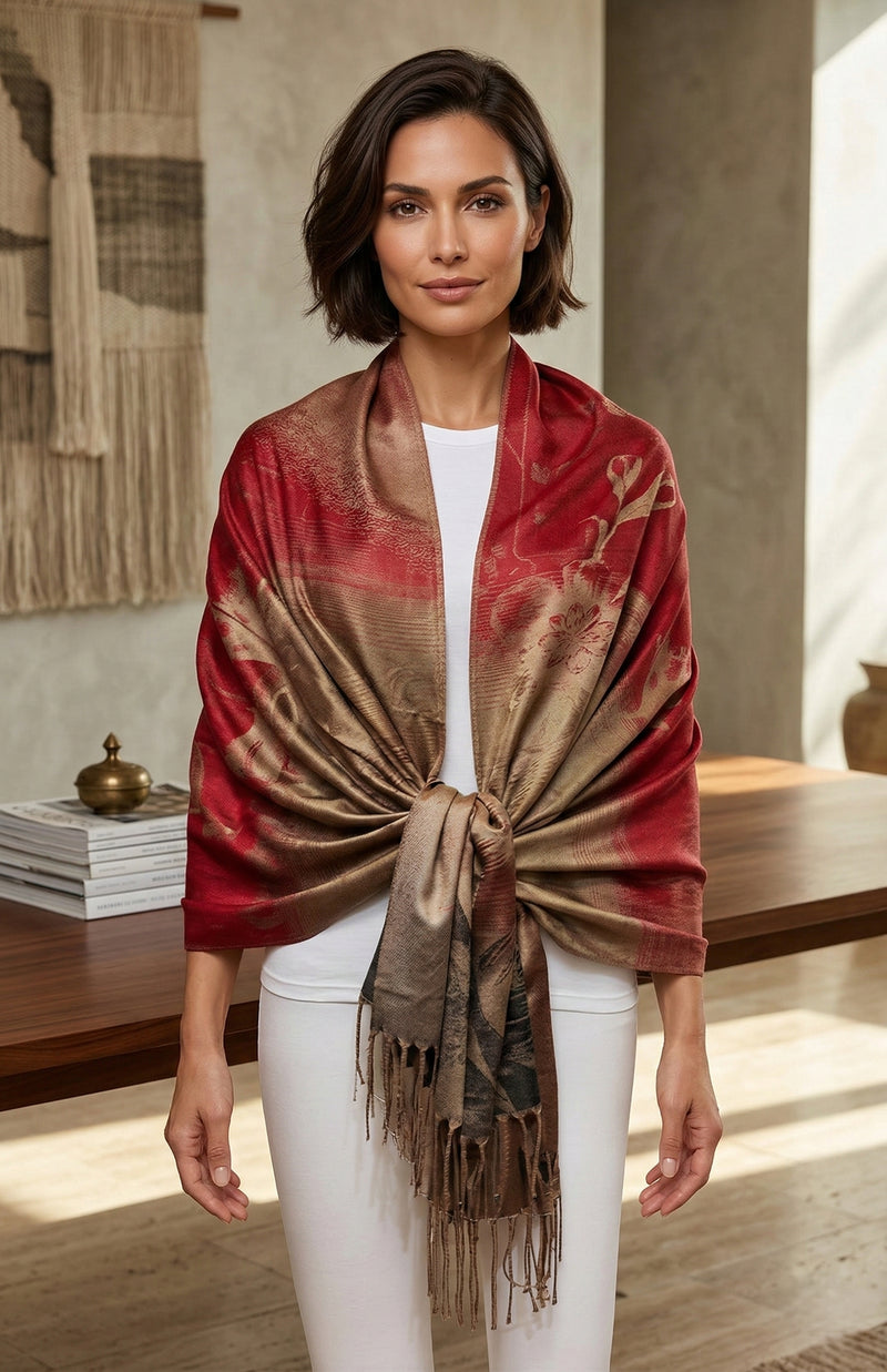 Elegant Floral Gradient Pashmina-BH2102