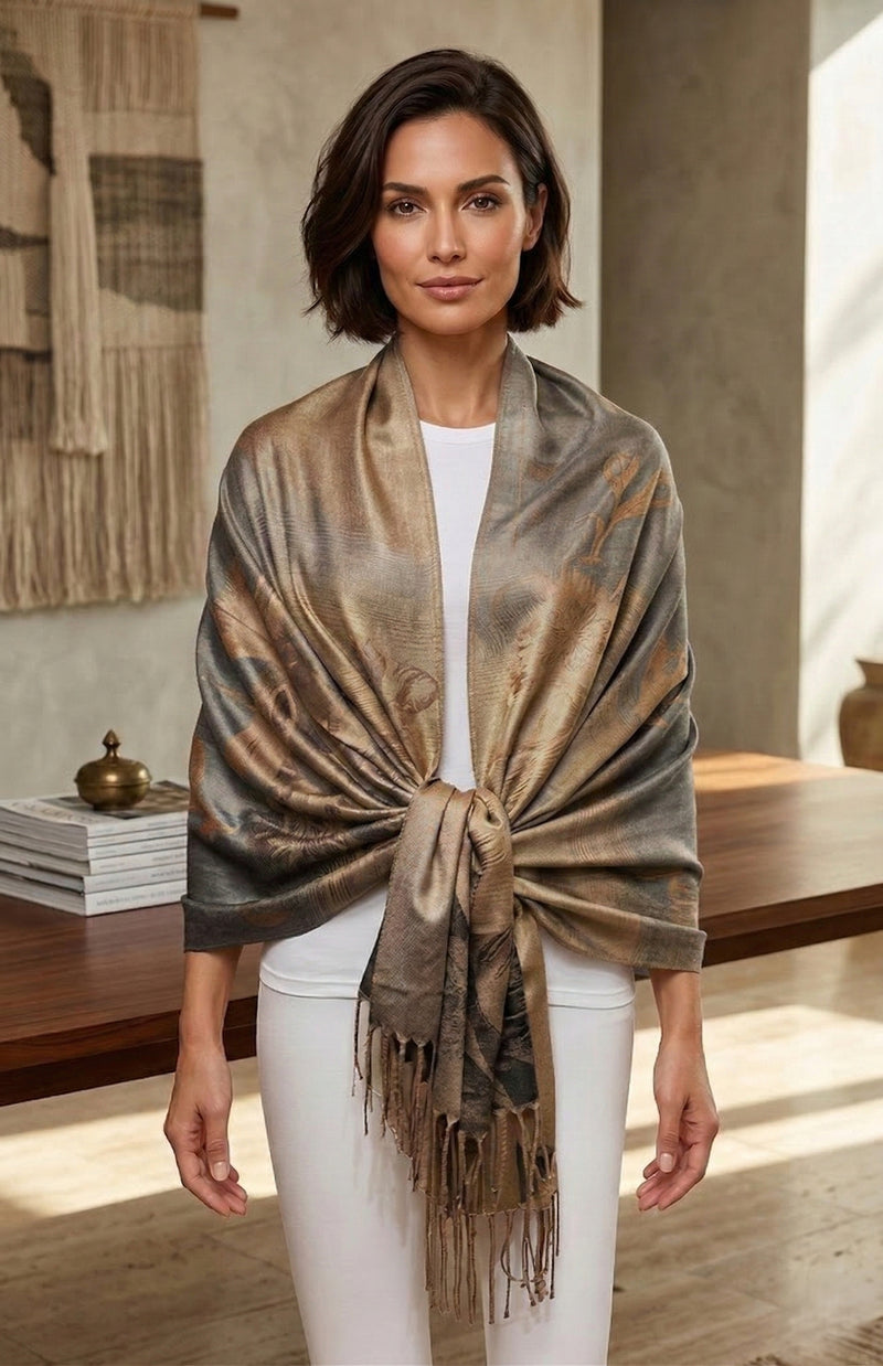 Elegant Floral Gradient Pashmina-BH2102