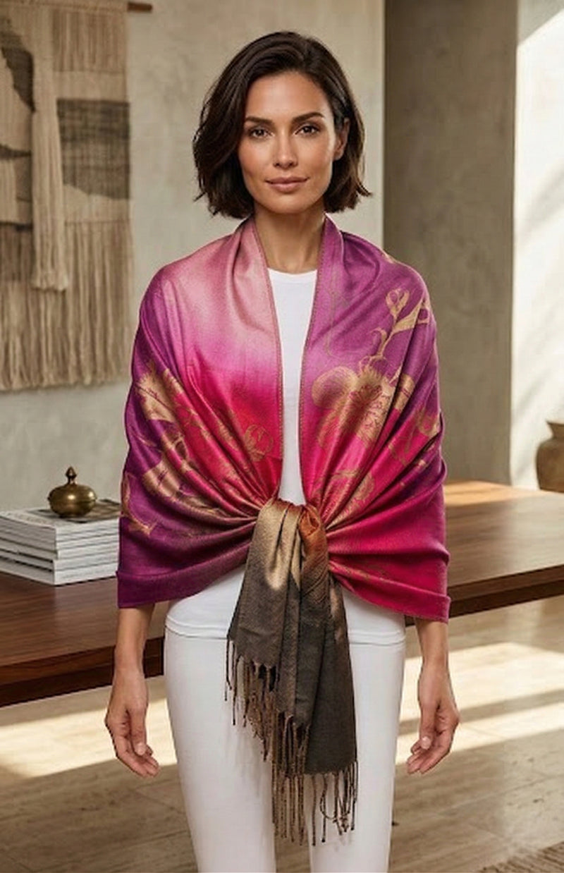 Elegant Floral Gradient Pashmina-BH2102
