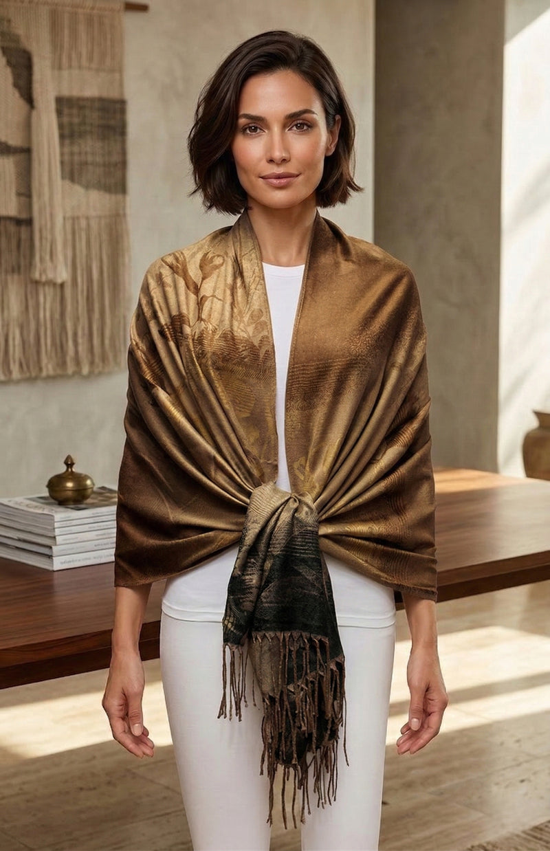 Elegant Floral Gradient Pashmina-BH2102
