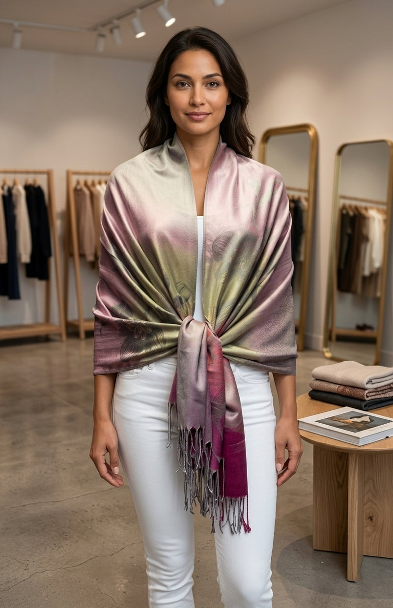 Elegant Floral Gradient Pashmina-BH2102
