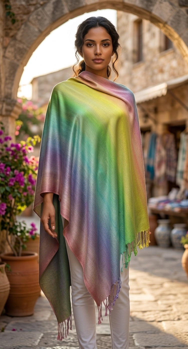 Rainbow Gradient Pashmina Shawl-BH2103