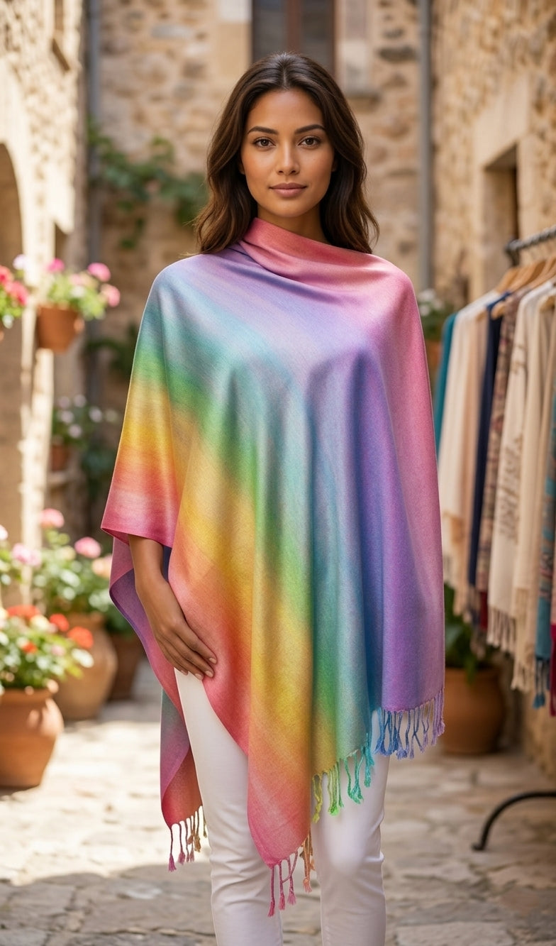 Rainbow Gradient Pashmina Shawl-BH2103