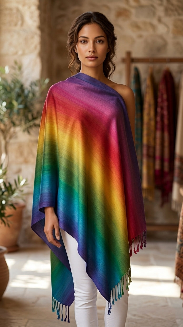 Rainbow Gradient Pashmina Shawl-BH2103