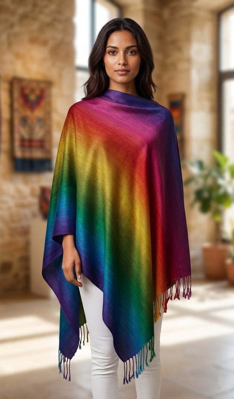 Rainbow Gradient Pashmina Shawl-BH2103