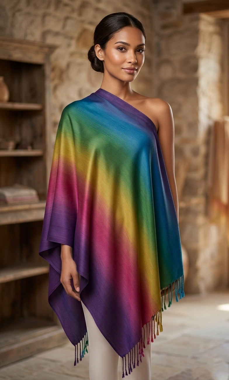Rainbow Gradient Pashmina Shawl-BH2103