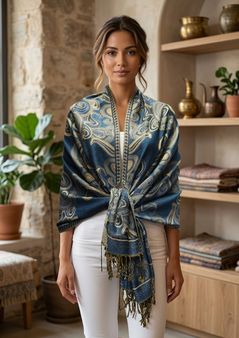 Elegant Paisley Pashmina Shawl-BH2104