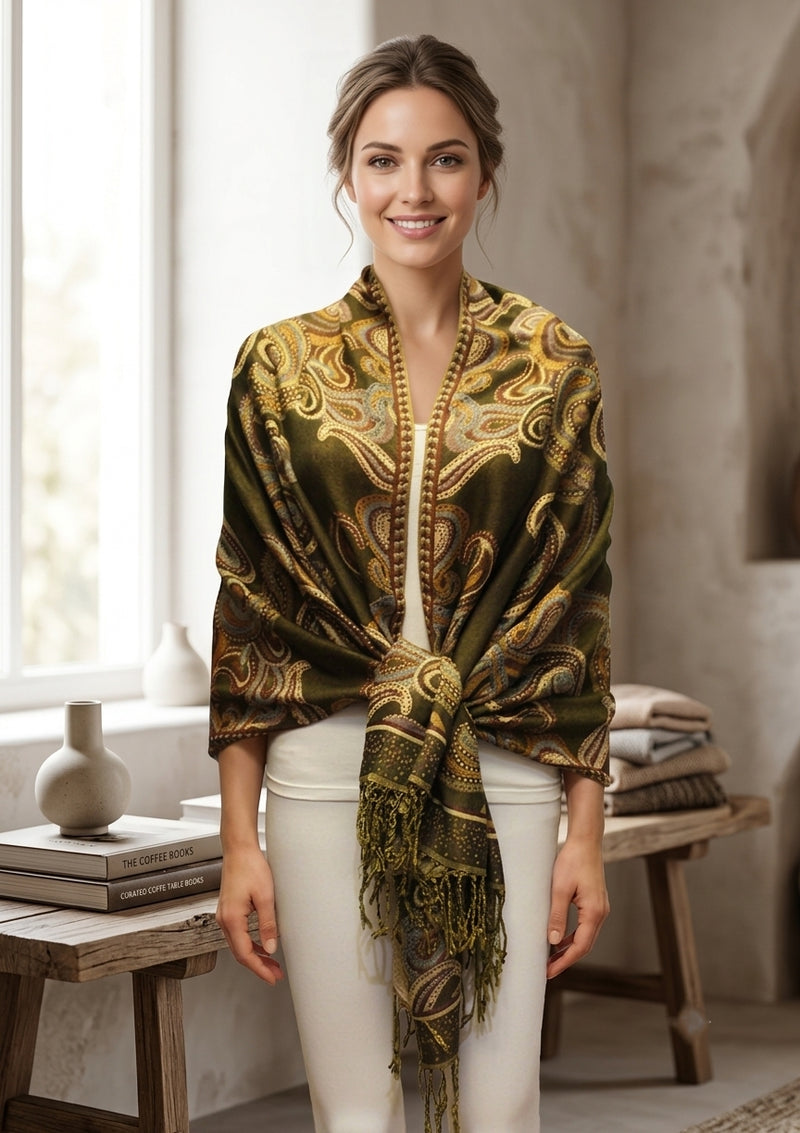 Elegant Paisley Pashmina Shawl-BH2104
