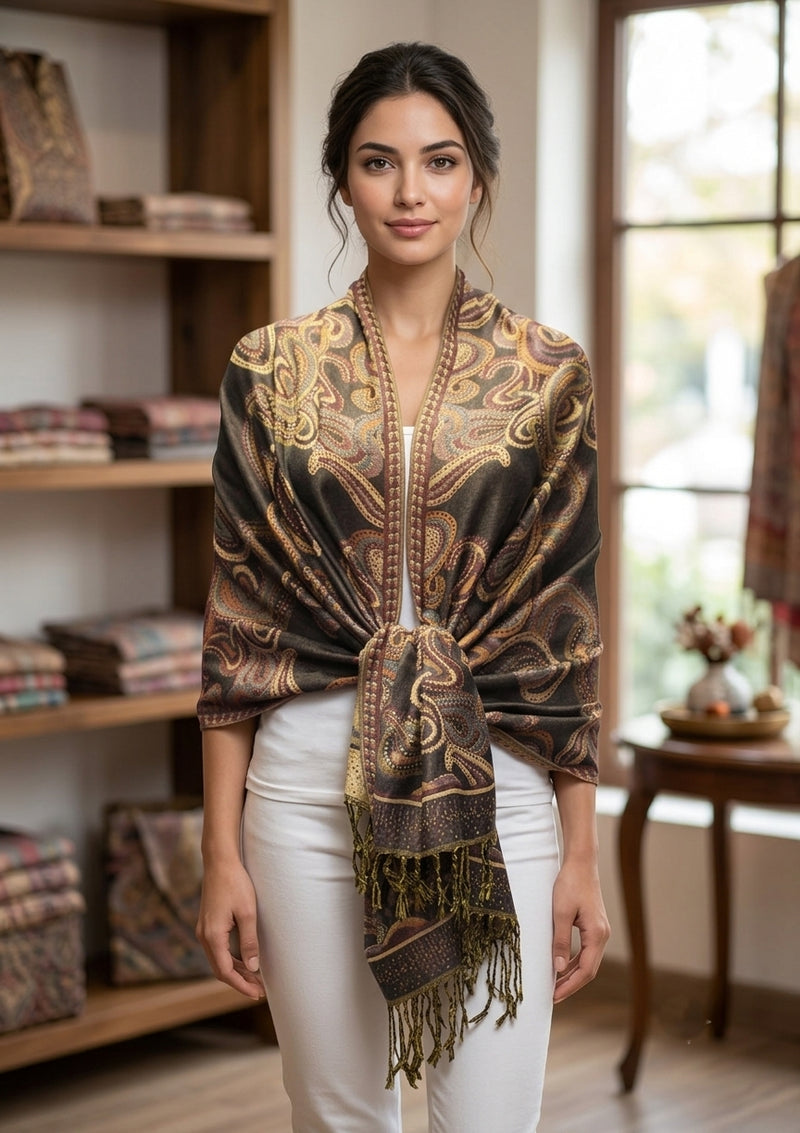 Elegant Paisley Pashmina Shawl-BH2104