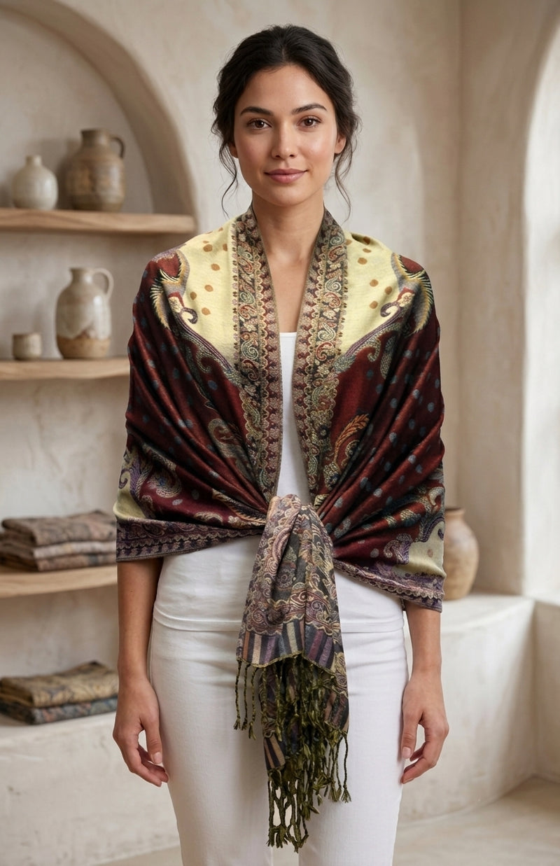 Elegant Paisley & Polka Dot Pashmina-BH2106