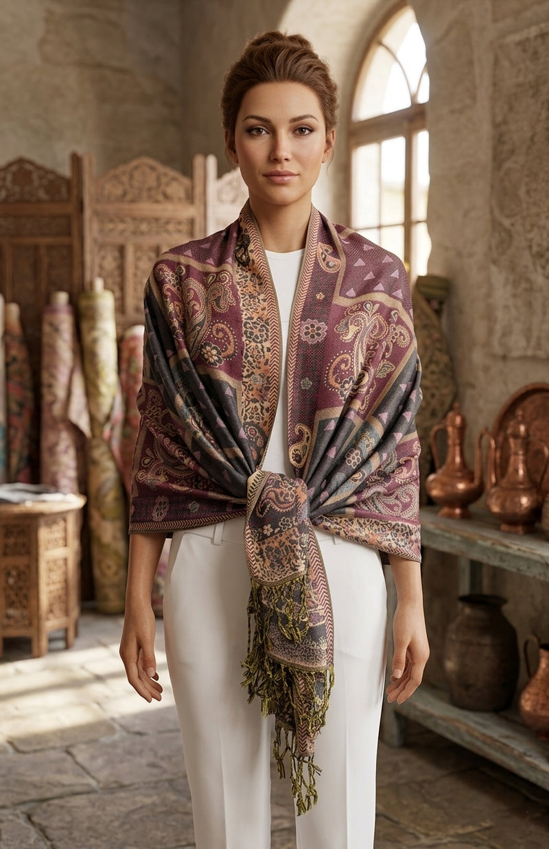 Elegant Thick Pashmina Shawl-BH2107