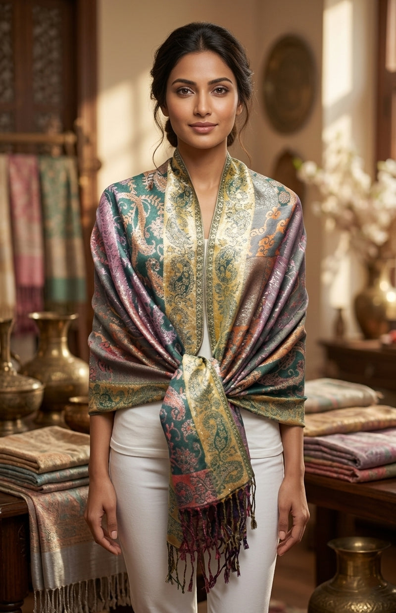 Shimmering Multicolor Silver Pashmina Thread - BH2203