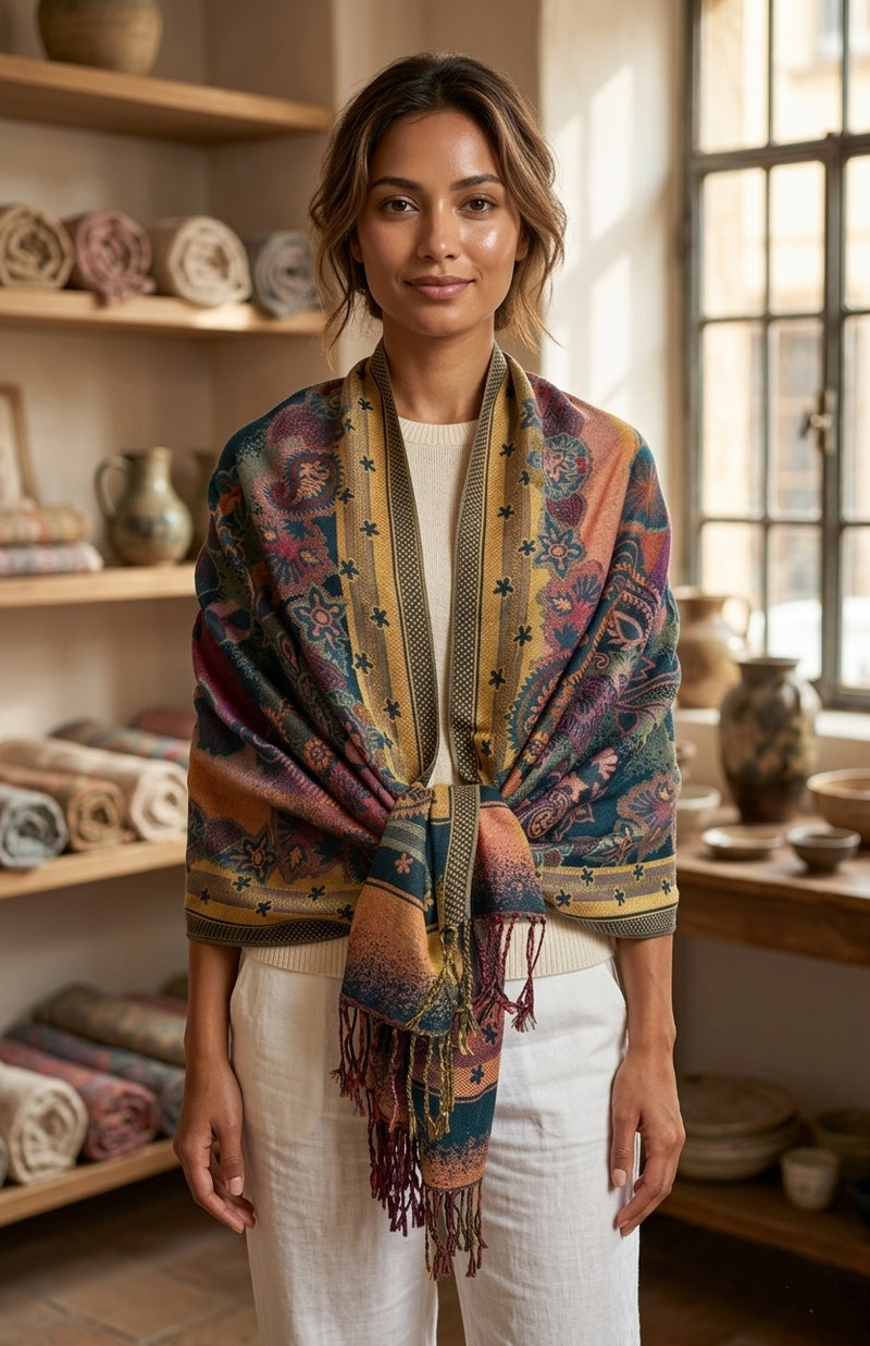 Thick Multicolor Pashmina Shawl-BH2204