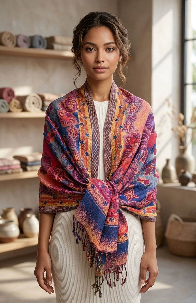 Thick Multicolor Pashmina Shawl-BH2204