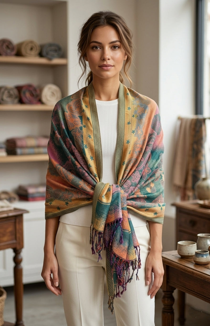 Thick Multicolor Pashmina Shawl-BH2204