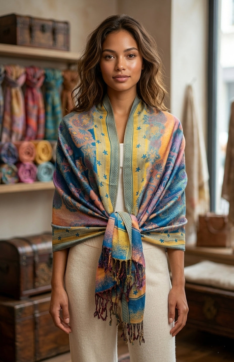 Thick Multicolor Pashmina Shawl-BH2204