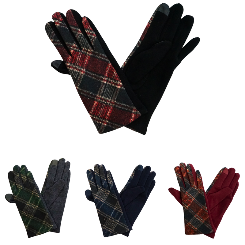 Touchscreen Plaid Winter Gloves-GF1701