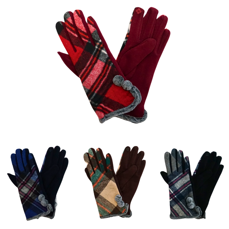 Plaid Touchscreen Winter Gloves-GF1805