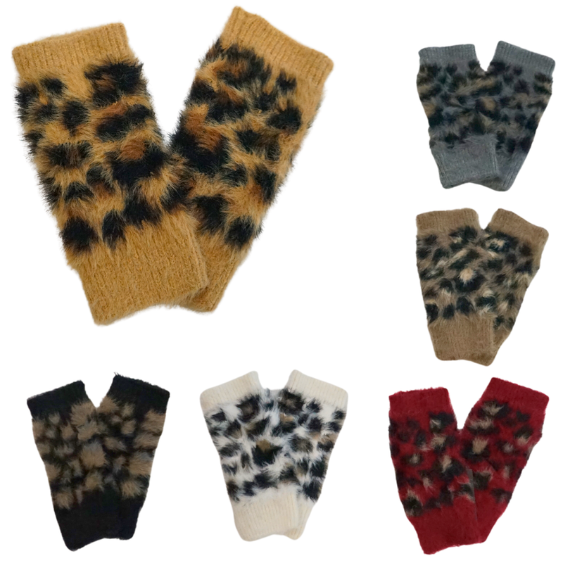 Leopard Pattern Fingerless Gloves-GF1912