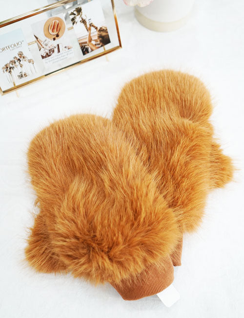 Fluffy Faux Fur Mittens-GF2401