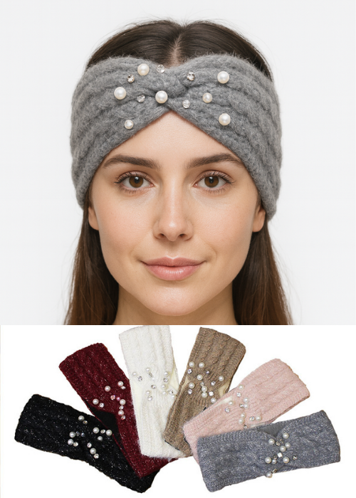Pearl Embellished Knit Headband - HB2004