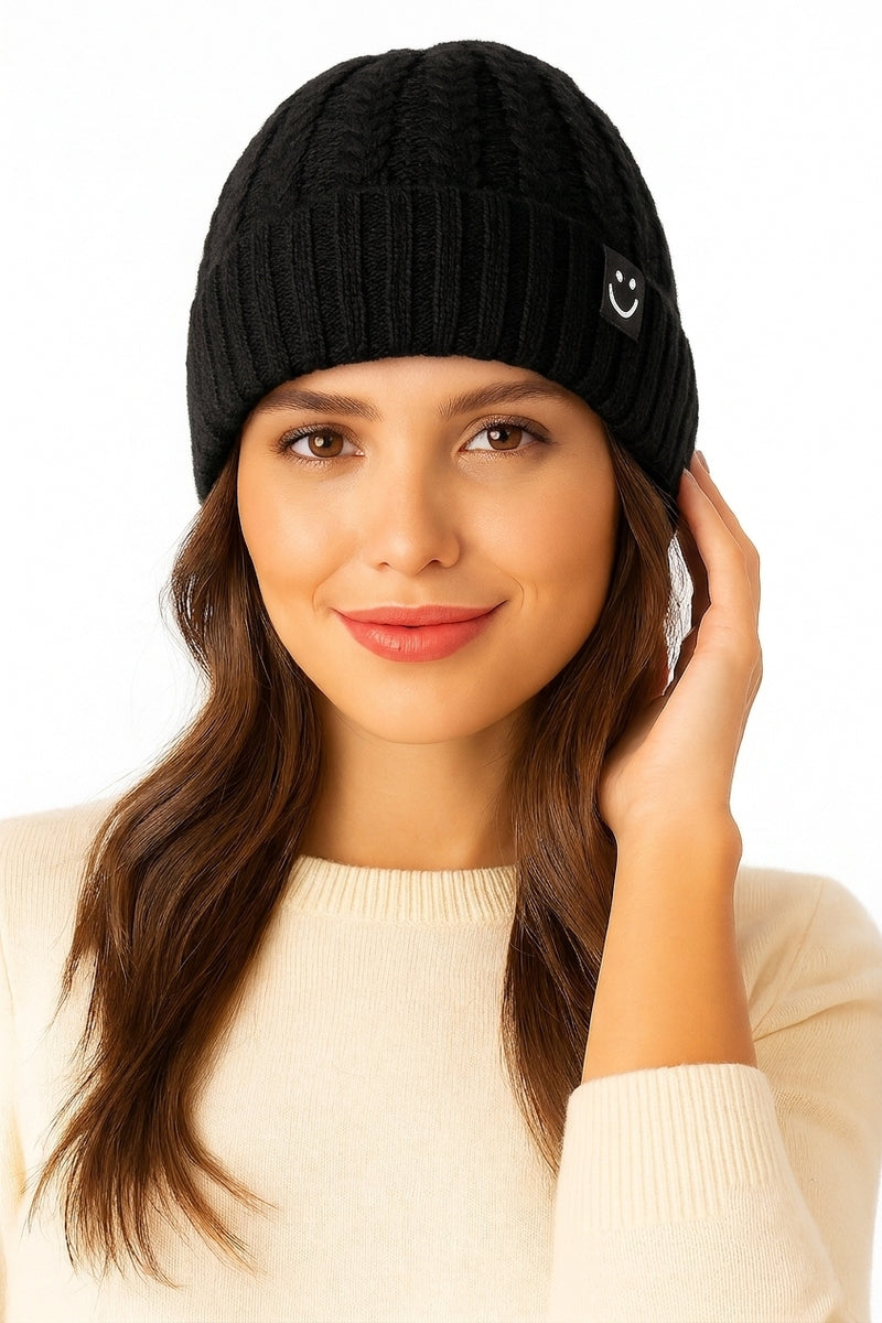 Cozy Fleece-Lined Knit Beanie-HT2104