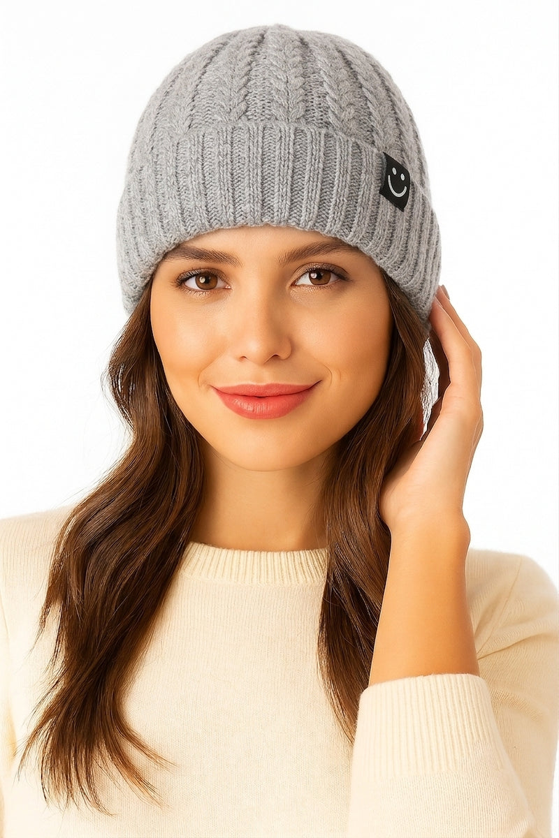 Cozy Fleece-Lined Knit Beanie-HT2104