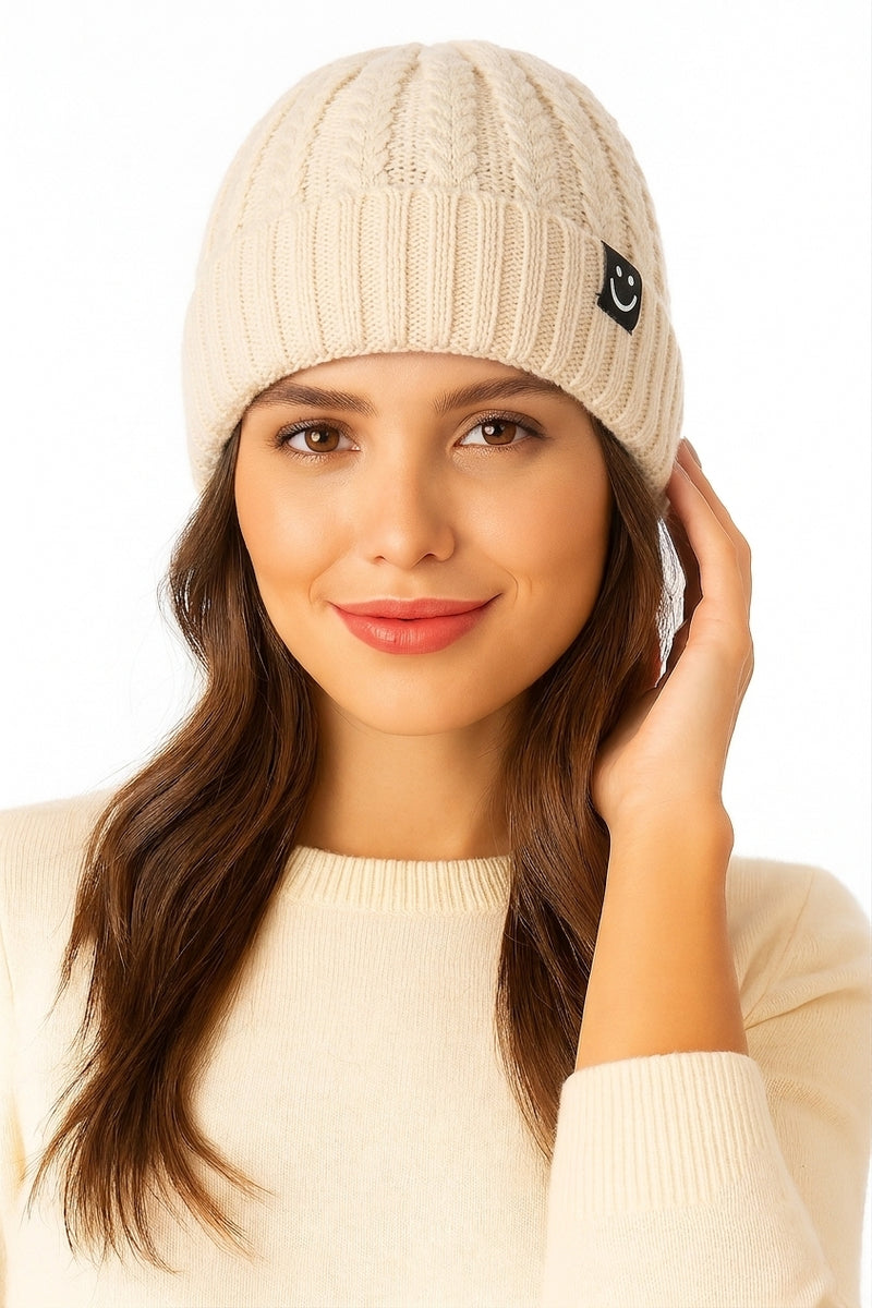 Cozy Fleece-Lined Knit Beanie-HT2104