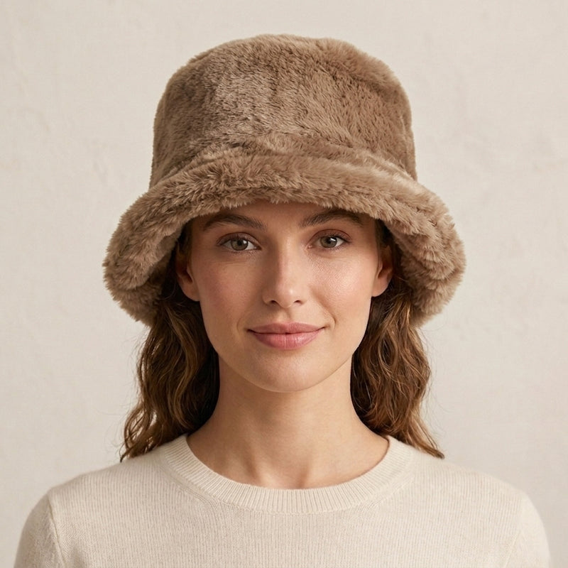 Faux Fur Bucket Hat-HT2201