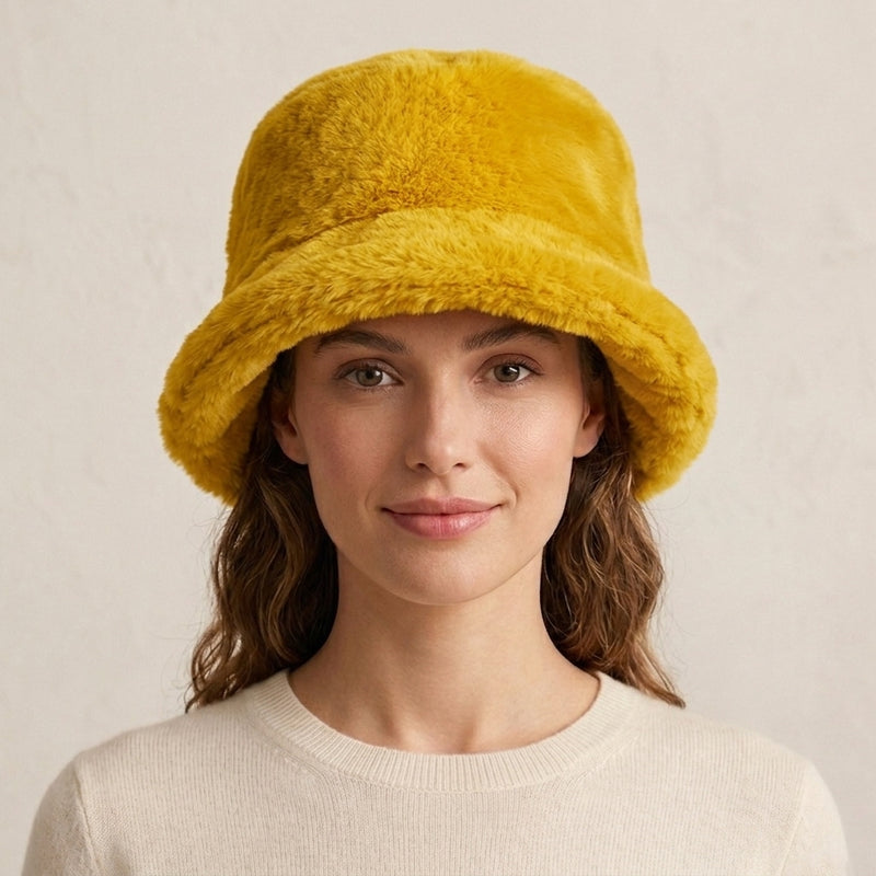 Faux Fur Bucket Hat-HT2201