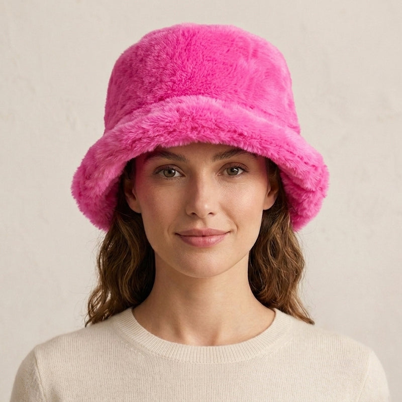 Faux Fur Bucket Hat-HT2201