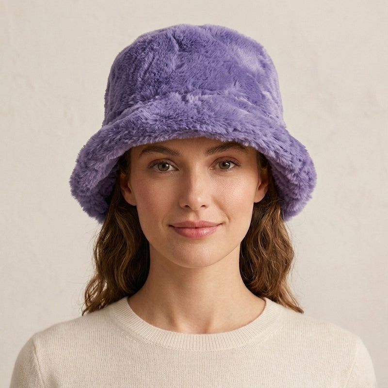 Faux Fur Bucket Hat-HT2201