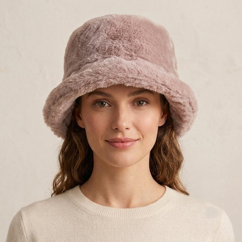 Faux Fur Bucket Hat-HT2201