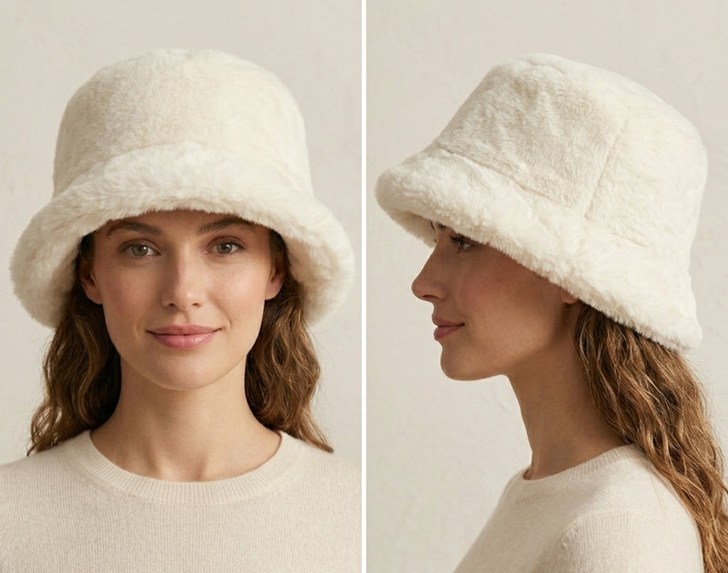 Faux Fur Bucket Hat-HT2201