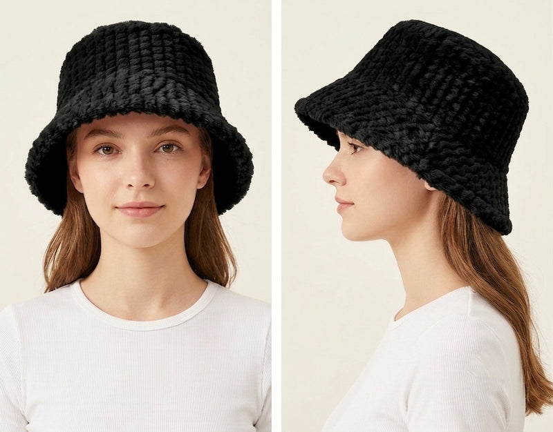 Cozy Textured Faux Fur Hat-HT2203