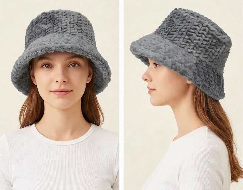 Cozy Textured Faux Fur Hat-HT2203