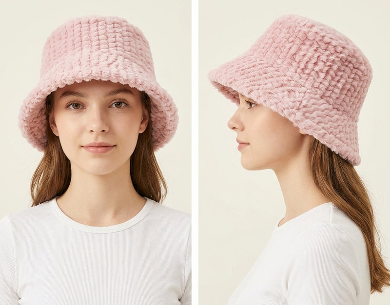 Cozy Textured Faux Fur Hat-HT2203