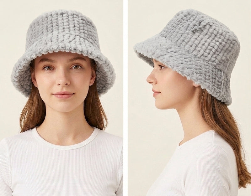 Cozy Textured Faux Fur Hat-HT2203