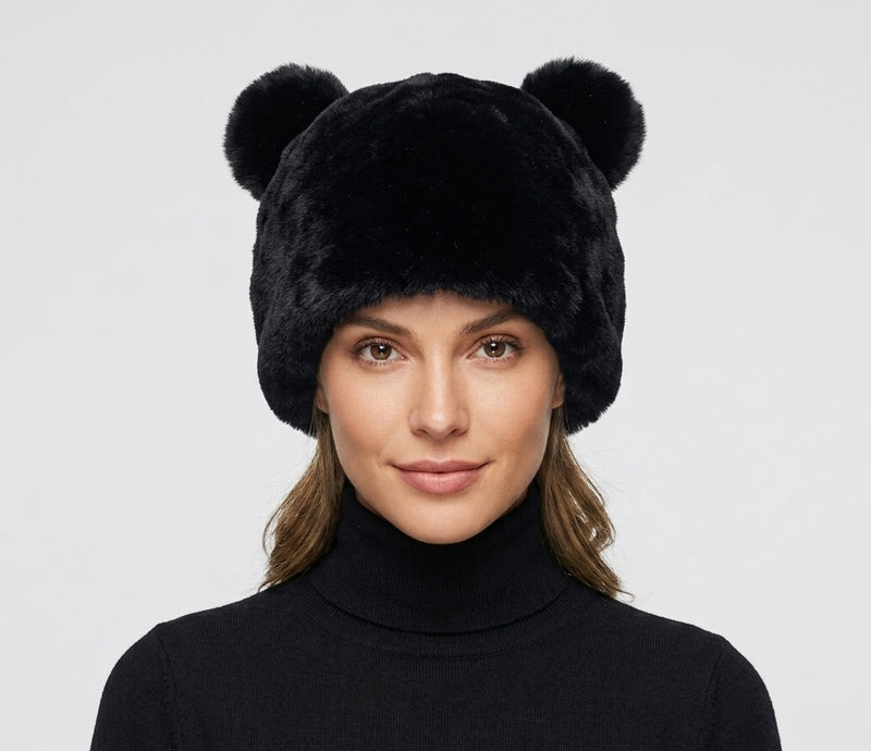 Cute Fuzzy Bear Ear Hat-HT2302
