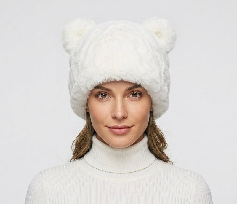 Cute Fuzzy Bear Ear Hat-HT2302