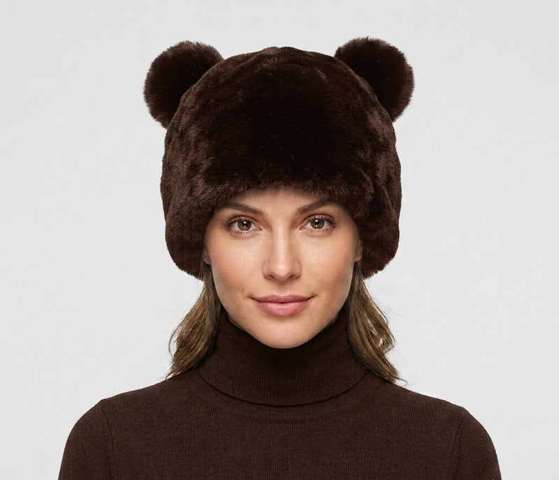 Cute Fuzzy Bear Ear Hat-HT2302