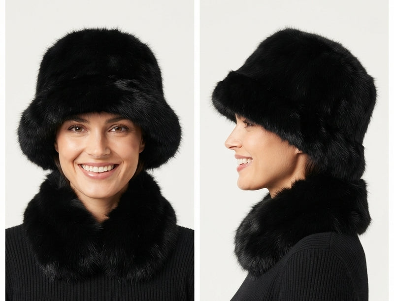Faux Fox Fur Bucket Hat-HT2303